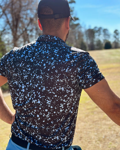 Blue Paint Splatter Men's Golf Polo