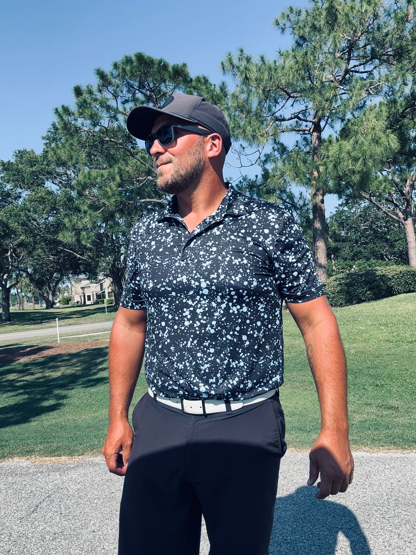 Blue Paint Splatter Men's Golf Polo