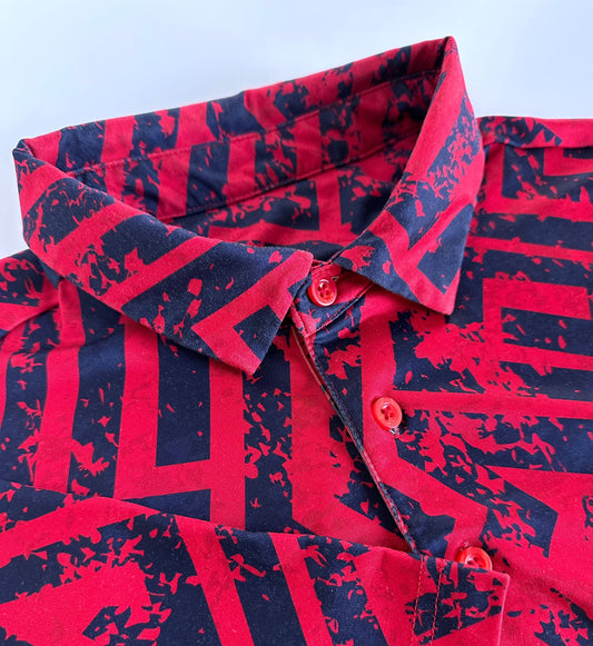 Red & Blue Aztec Men's Golf Polo